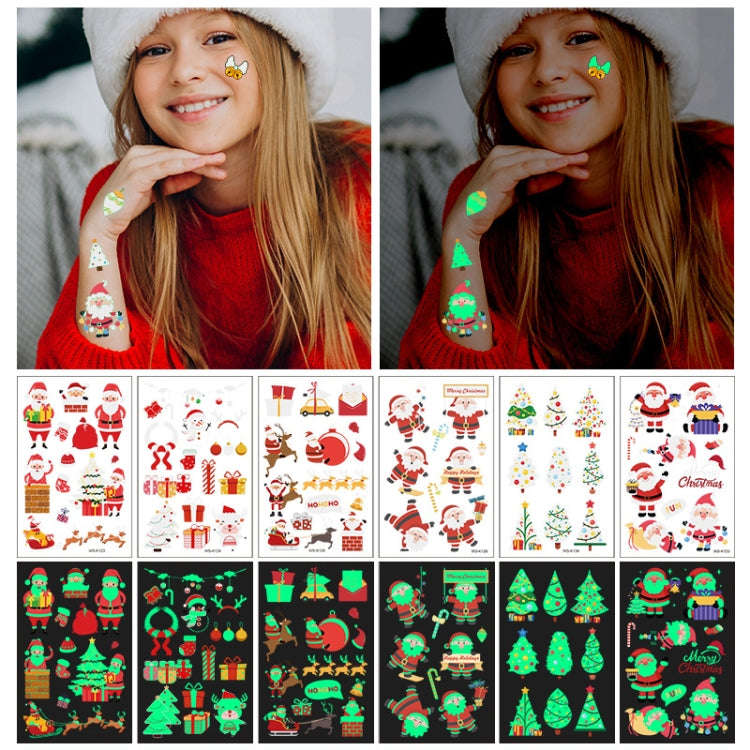 10pcs Christmas Glow Waterproof Cartoon Tattoo Sticker(WS-K122)