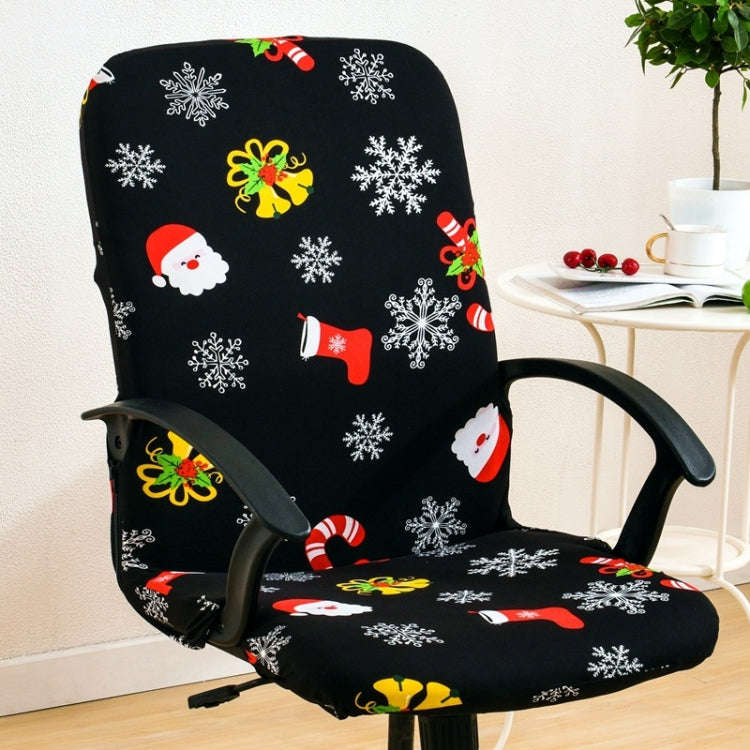 Stretch Chair Cover Office Armrest Lift Computer Chair Seat Cover, Size: S(Happy Christmas Green)