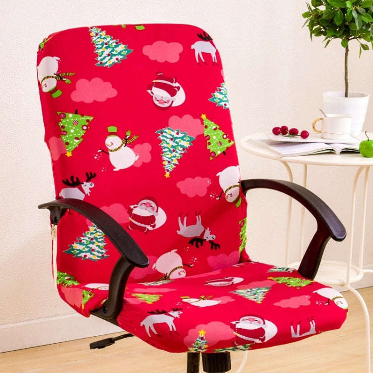 Stretch Chair Cover Office Armrest Lift Computer Chair Seat Cover, Size: L(Happy Christmas Red)