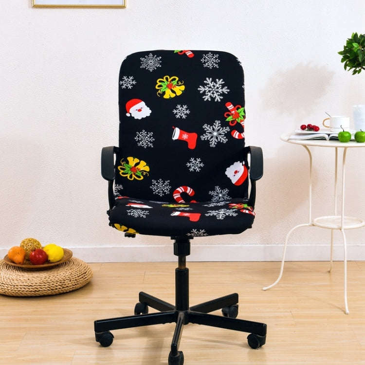Stretch Chair Cover Office Armrest Lift Computer Chair Seat Cover, Size: L(Happy Christmas Red)
