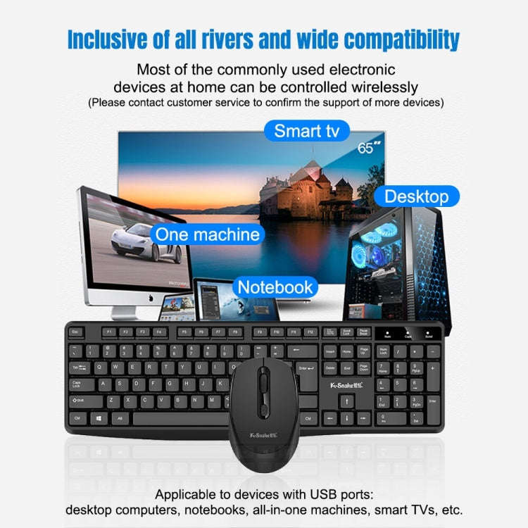 K-Snake WK800 Wireless 2.4G Keyboard Mouse Set Tabletop Computer Notebook Business Office House U...