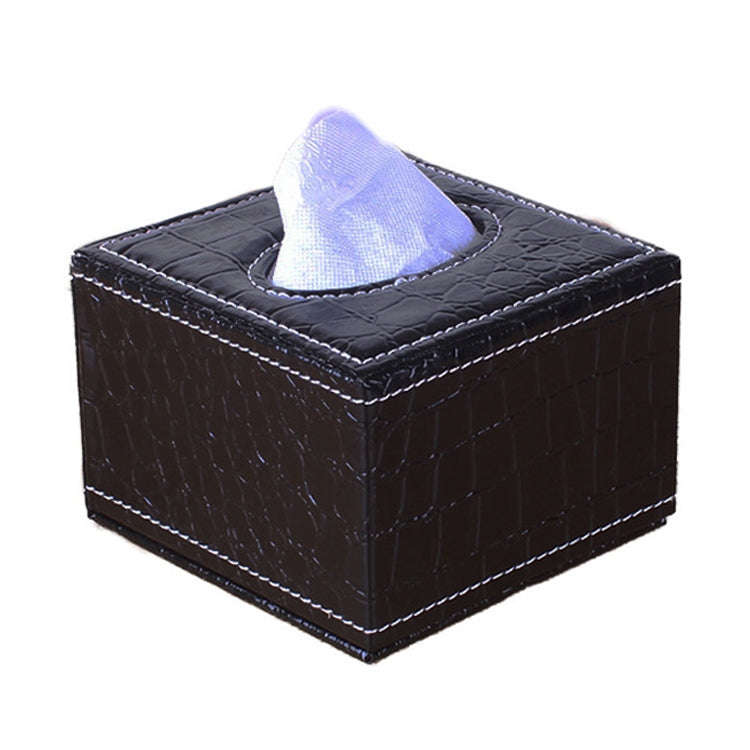 Crocodile Pattern Hotel Restaurant Leather Square Paper Box Car Tissue Box