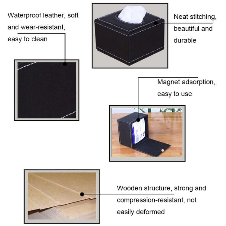 Crocodile Pattern Hotel Restaurant Leather Square Paper Box Car Tissue Box