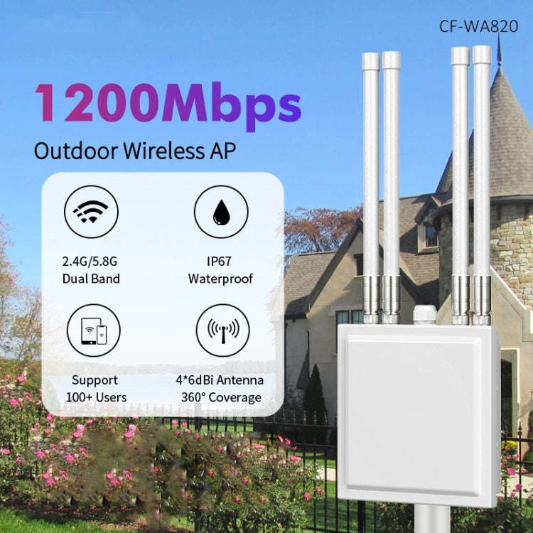 COMFAST CF-WA820 1200Mbps 2.4G & 5G Outdoor AP High Power Wireless Access Point(UK Plug)