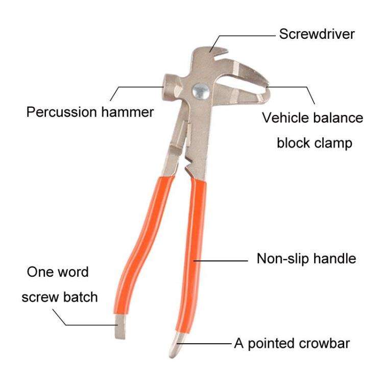 Tire Balance Weight Removal Pliers Multifunctional Hammer(Red)