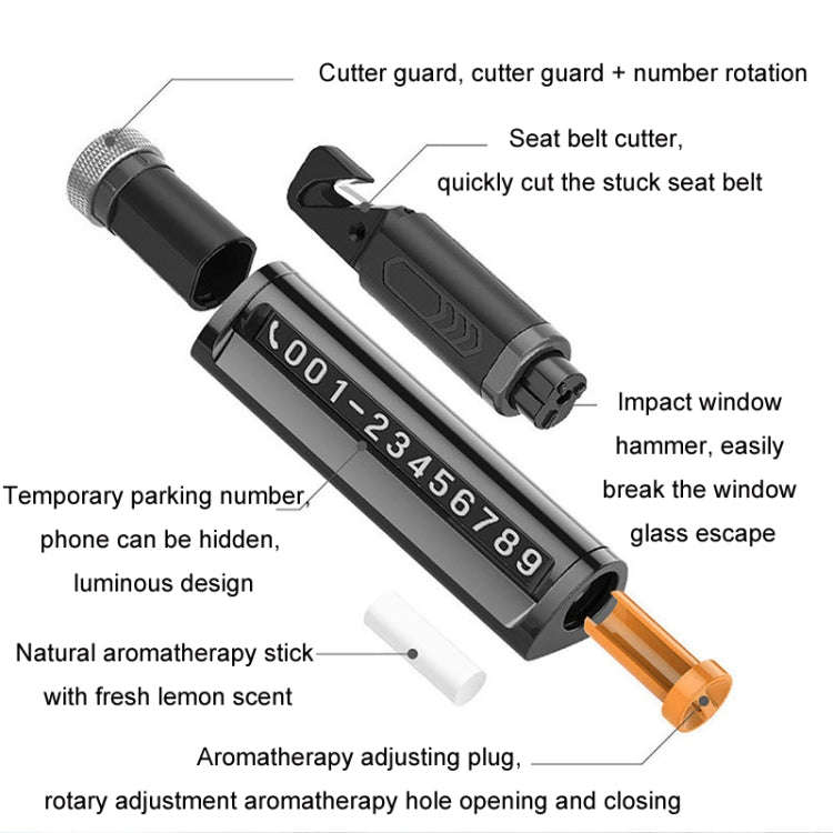 Multifunctional Break Window Mini Safety Hammer Parking Number Plate(Grey)