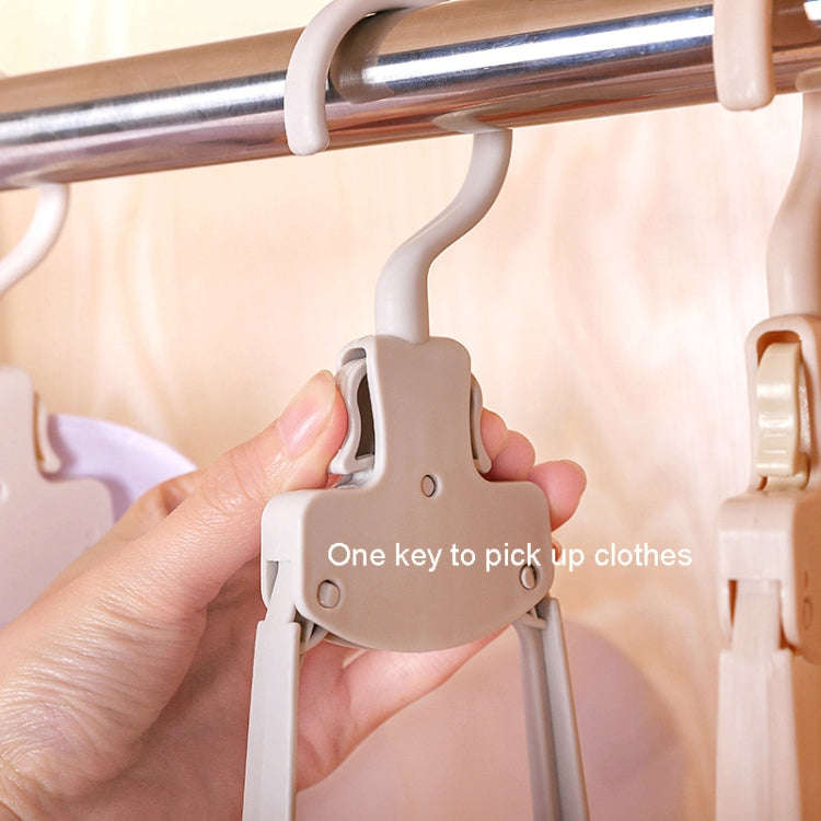 Plastic Travel Folding Hanger Portable Clothes Wide Shoulder Traceless Drying Rack(Apricot)