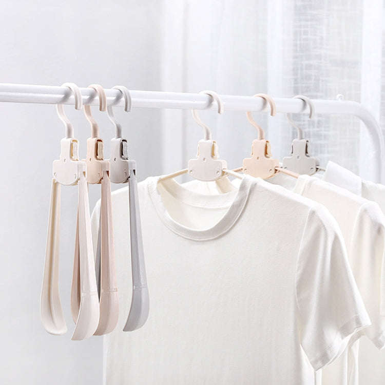 Plastic Travel Folding Hanger Portable Clothes Wide Shoulder Traceless Drying Rack(Apricot)