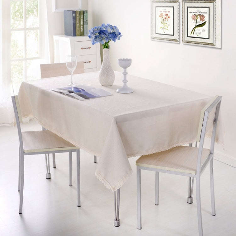 130x130cm Fabric Tablecloths Covers Simple Coffee Table Cloths(Beige)