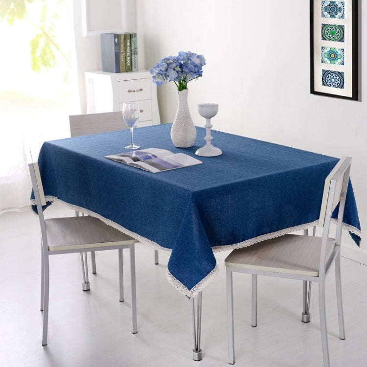 130x170cm Fabric Tablecloths Covers Simple Coffee Table Cloths(Lake Blue)