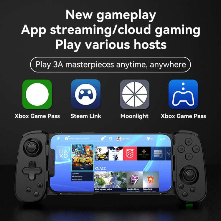 D6  Bluetooth Retractable Gamepad Dual Hall Six-Axis Somatosensory For Android/IPhone /Switch(Black)