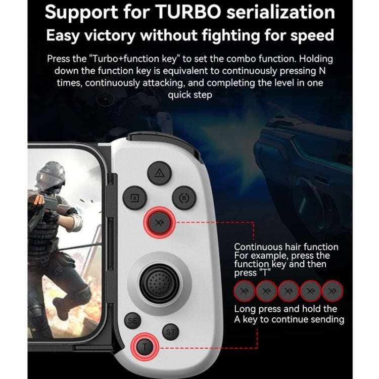 D6  Bluetooth Retractable Gamepad Dual Hall Six-Axis Somatosensory For Android/IPhone /Switch(Black)