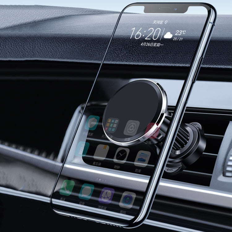 Aluminum Alloy Rotatable Magnetic Car Air Outlet Mobile Phone Holder(Black)