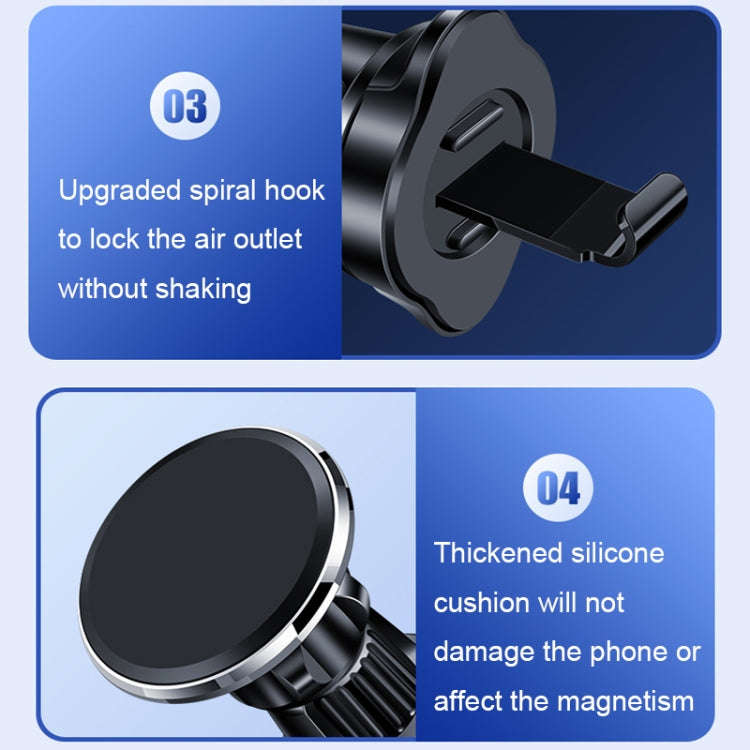 Aluminum Alloy Rotatable Magnetic Car Air Outlet Mobile Phone Holder(Black)