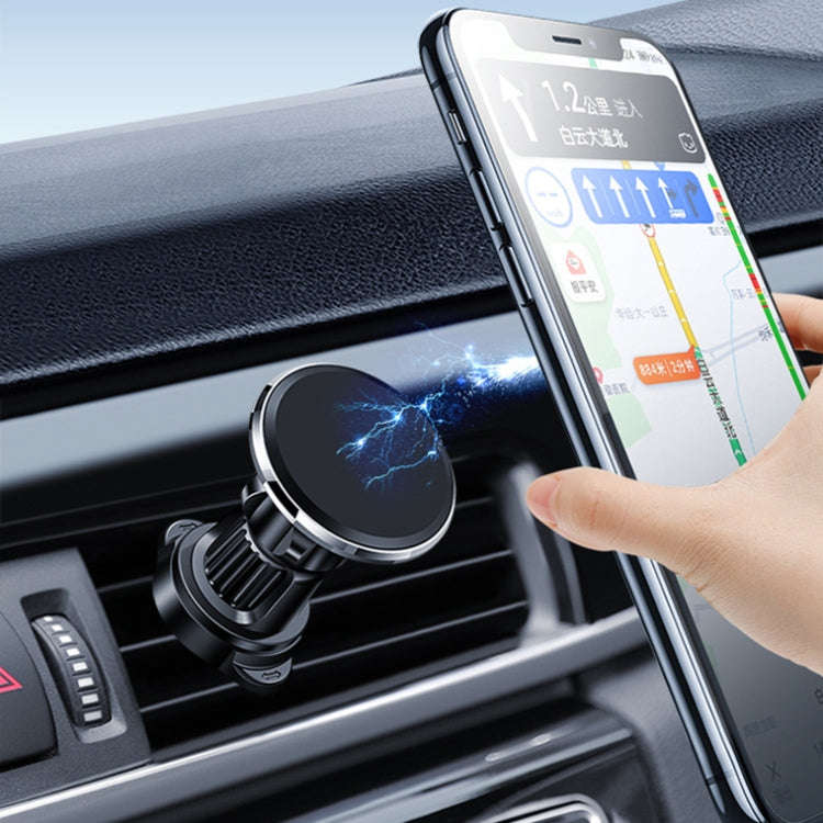 Aluminum Alloy Rotatable Magnetic Car Air Outlet Mobile Phone Holder(Black)