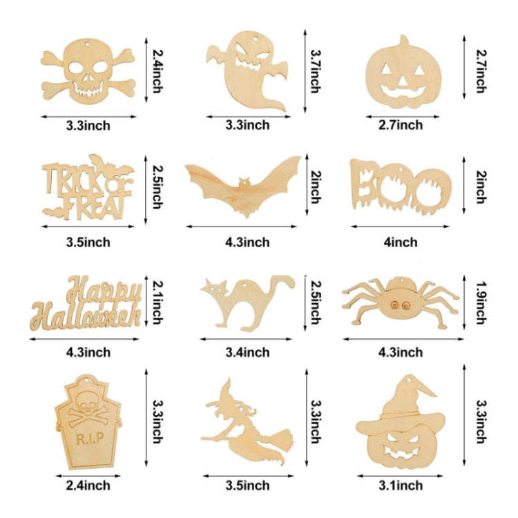 10pcs/set Halloween Decorations Holiday Party Wooden Pendants(Random Style Delivery)