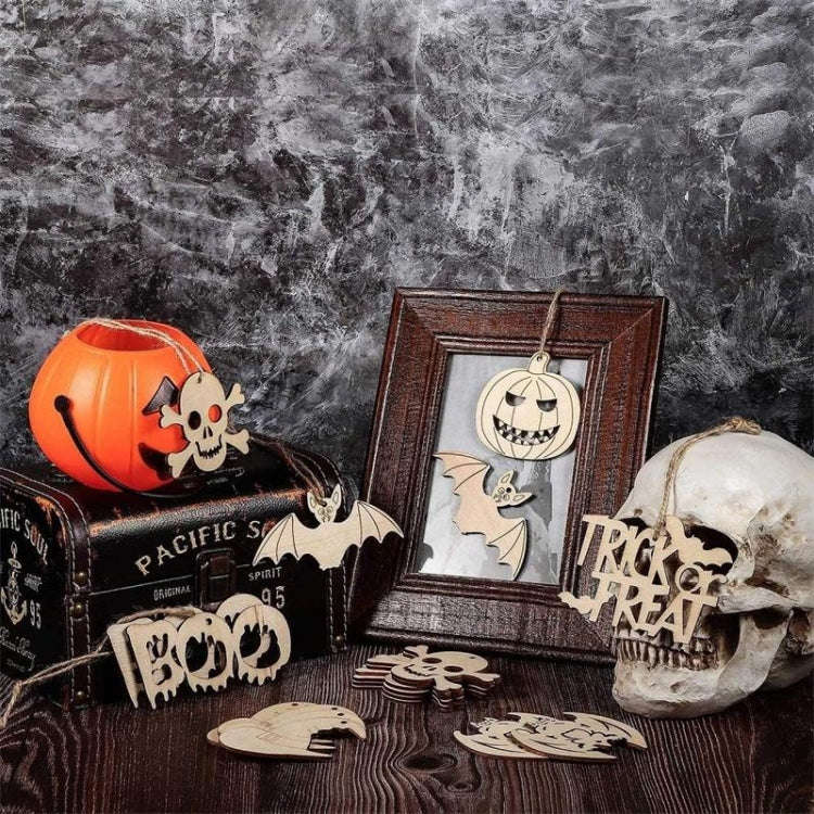 10pcs/set Halloween Decorations Holiday Party Wooden Pendants(Random Style Delivery)