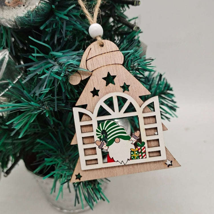 Christmas Open Window Santa Tree Wood Decoration, Color: No.3