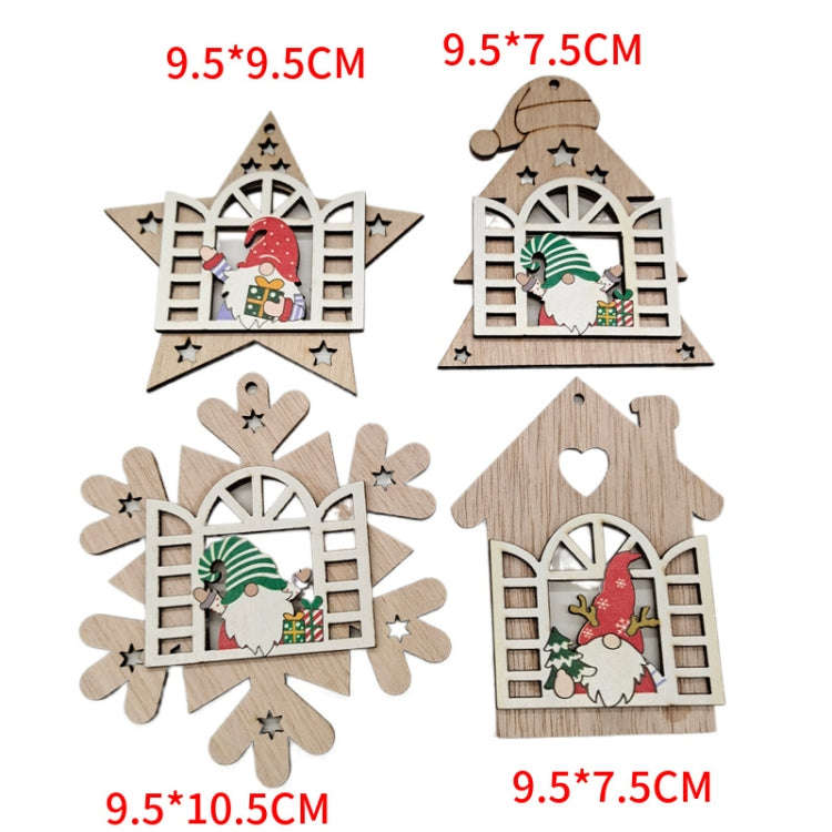 Christmas Open Window Santa Tree Wood Decoration, Color: No.1