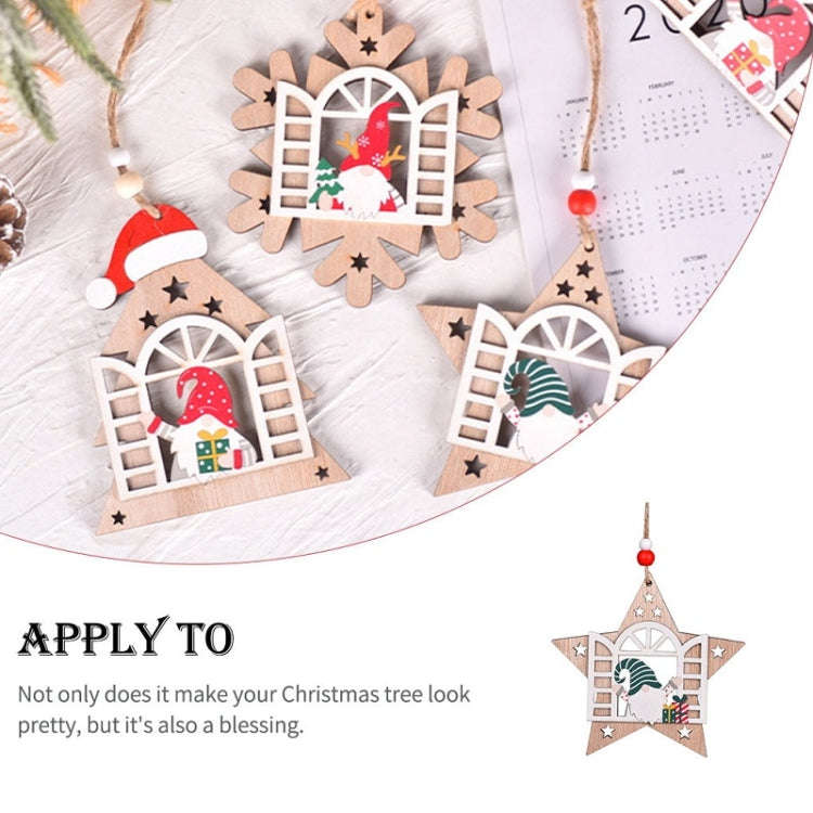 Christmas Open Window Santa Tree Wood Decoration, Color: No.1