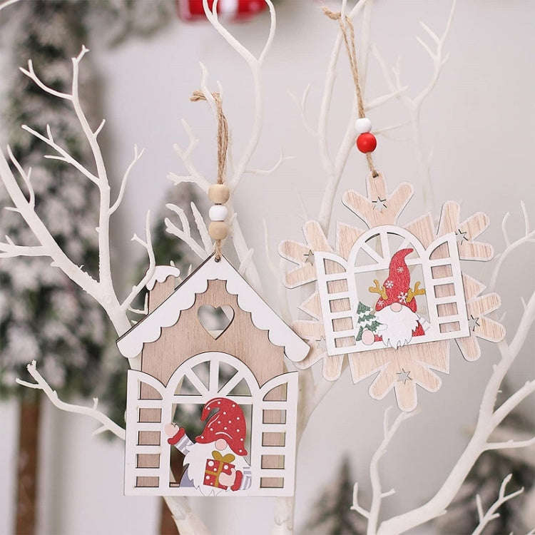 Christmas Open Window Santa Tree Wood Decoration, Color: No.1