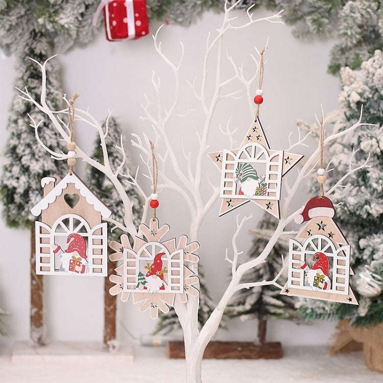 Christmas Open Window Santa Tree Wood Decoration, Color: No.1
