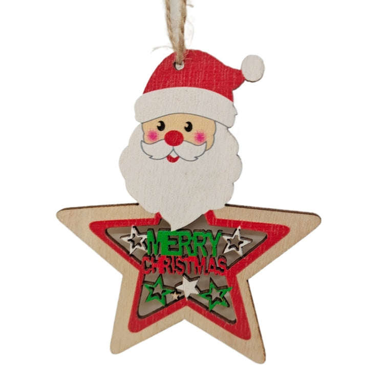 10pcs/set Colorful Wooden Christmas Tree Snowman Pendant Decoration(Random Style Delivery)