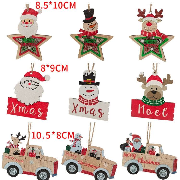 10pcs/set Colorful Wooden Christmas Tree Snowman Pendant Decoration(Random Style Delivery)