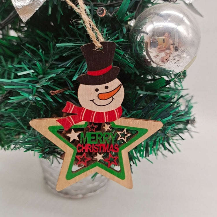10pcs/set Colorful Wooden Christmas Tree Snowman Pendant Decoration(Random Style Delivery)