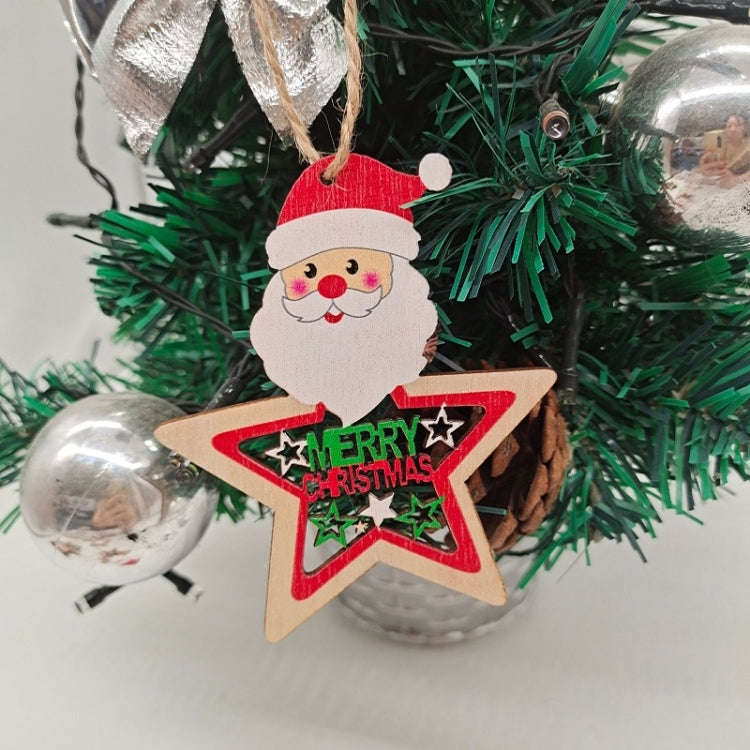 10pcs/set Colorful Wooden Christmas Tree Snowman Pendant Decoration(Random Style Delivery)