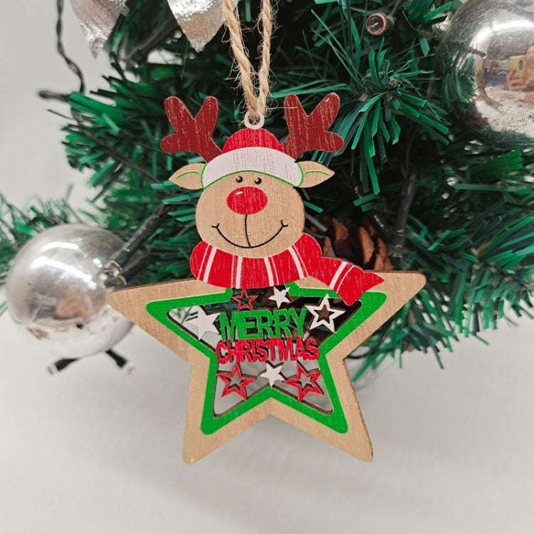 10pcs/set Colorful Wooden Christmas Tree Snowman Pendant Decoration(Random Style Delivery)