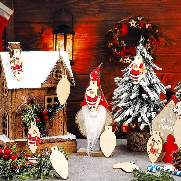 50pcs/set  Christmas Hanging Wood Chip Light Bulb DIY Blank Hanging Tag