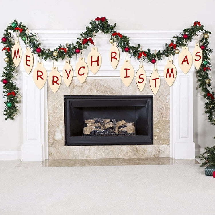 50pcs/set  Christmas Hanging Wood Chip Light Bulb DIY Blank Hanging Tag
