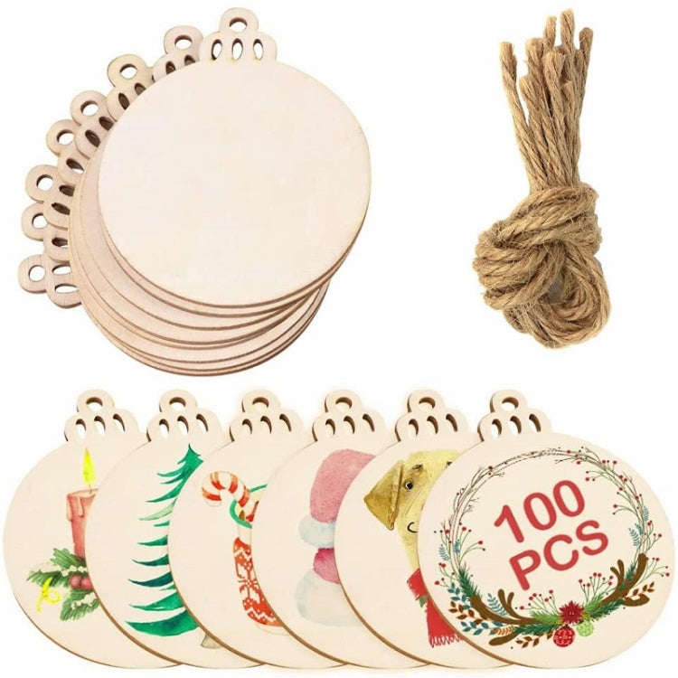 10pcs/Set Wood Chip Hand-Painted Christmas Tree Props Christmas Pendants, Size: 9x7.6cm
