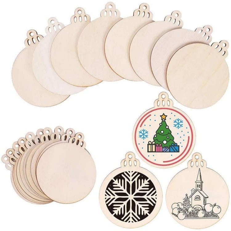 10pcs/Set Wood Chip Hand-Painted Christmas Tree Props Christmas Pendants, Size: 9x7.6cm