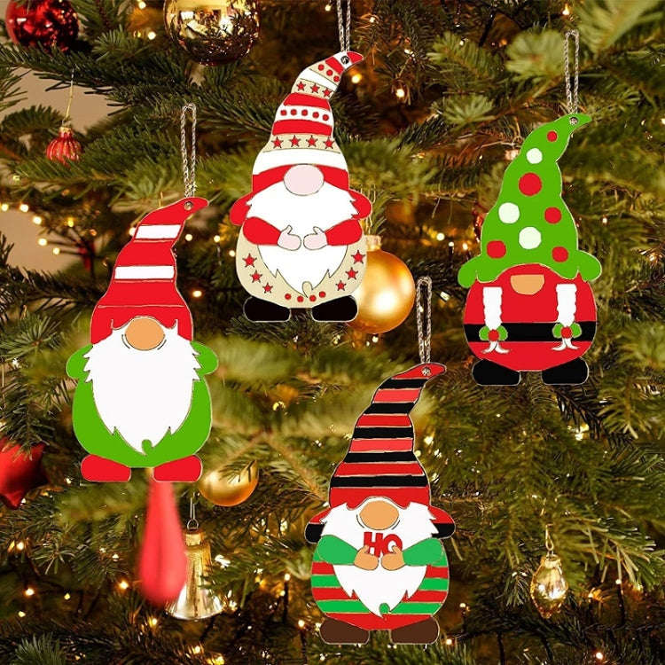 32pcs/set Christmas Tree DIY Painting Wooden Dwarf Elf Hanging Decorations