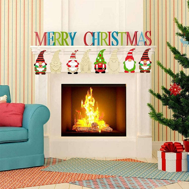 32pcs/set Christmas Tree DIY Painting Wooden Dwarf Elf Hanging Decorations