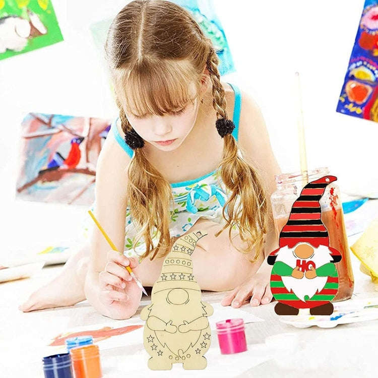 8pcs/set Christmas Tree DIY Painting Wooden Dwarf Elf Hanging Decorations