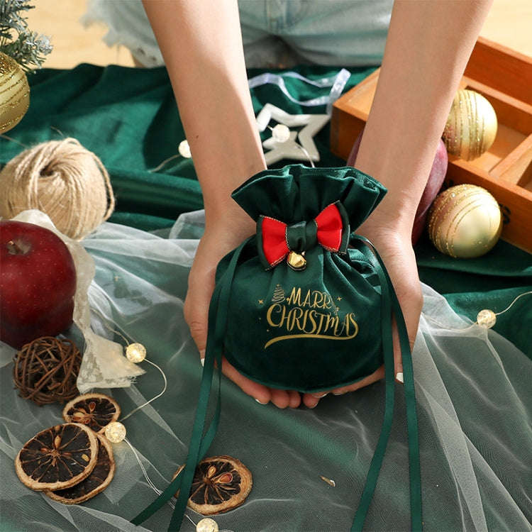 Christmas Gift Bag Christmas Eve Velvet Candy Bundle Bag, Color: Dark Green Style 1
