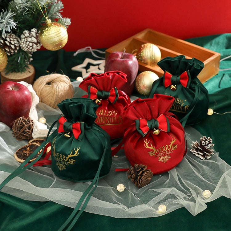 Christmas Gift Bag Christmas Eve Velvet Candy Bundle Bag, Color: Dark Green Style 1