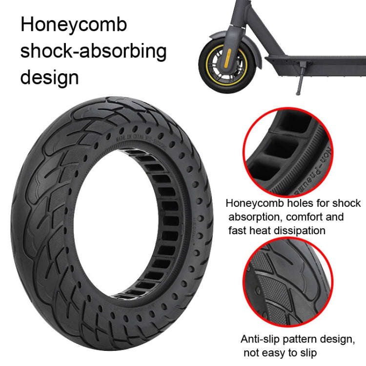 For Ninebot MAX G30 Electric Scooter 10x2.5 Inflatable Honeycomb Solid Run-flat Tire(44mm Slot Ye...