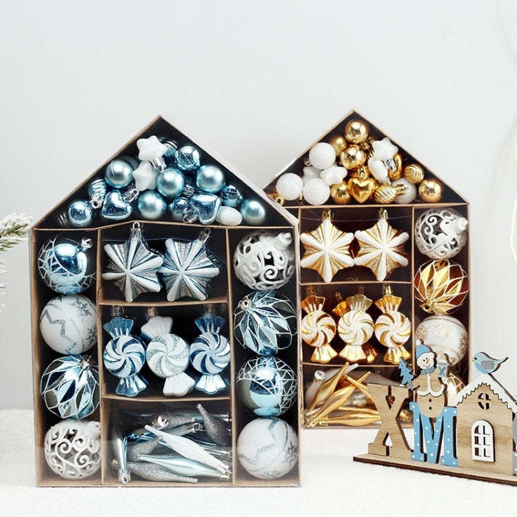 73pcs/Set Christmas Tree Decoration Pendant Painted Christmas Ball, Color: Red White