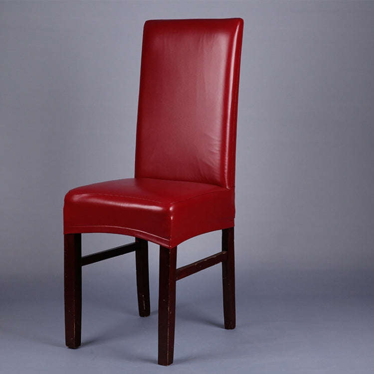 Household Elastic Siamese Chair Cover Waterproof PU Leather Hotel Seat Stool Sleeves(Wine Red)