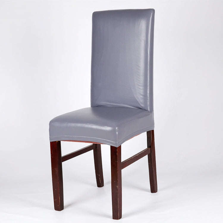 Household Elastic Siamese Chair Cover Waterproof PU Leather Hotel Seat Stool Sleeves(Grey)