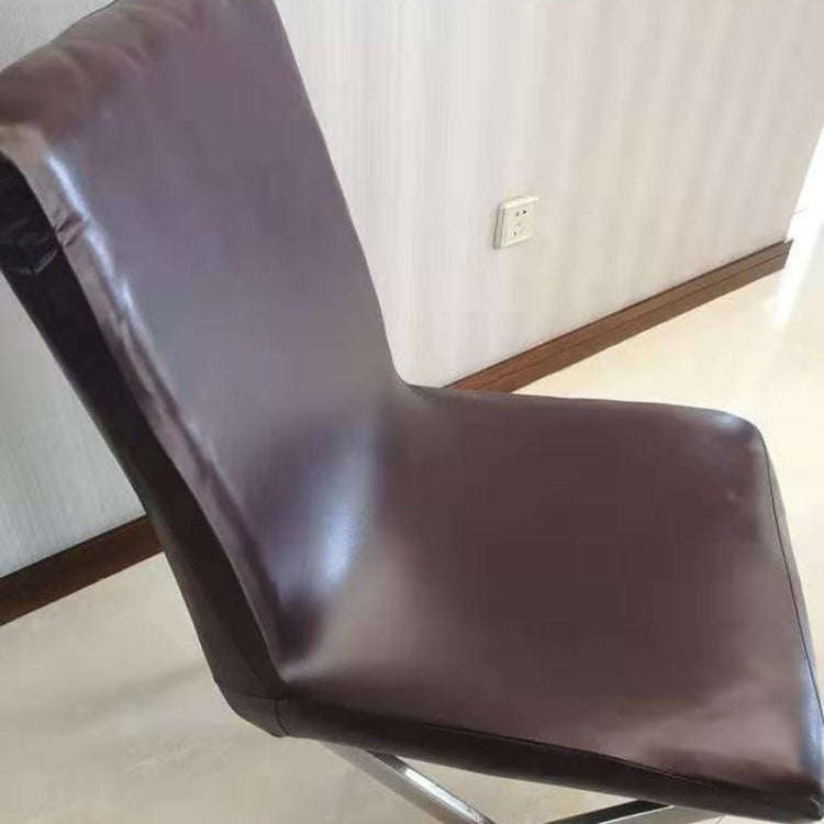 Household Elastic Siamese Chair Cover Waterproof PU Leather Hotel Seat Stool Sleeves(Coffee)