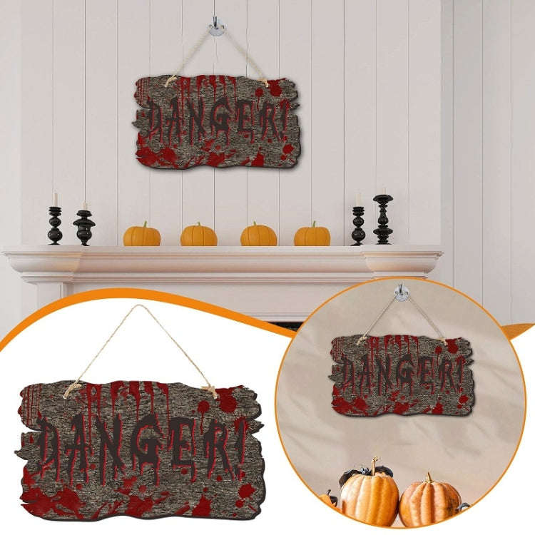 Halloween Door Sign Haunted House Horror Atmosphere Decoration, Style: Keep Out Imitation Wood Grain