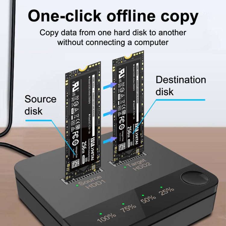 M.2 SATA Hard Disk Duplicator Solid State Drive SSD Mobile Hard Drive Enclosure(Black)