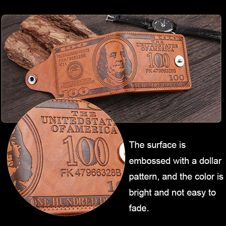 Retro Dollar Pattern Magnetic Buckle Multi-card Slot Wallet(Coffee)