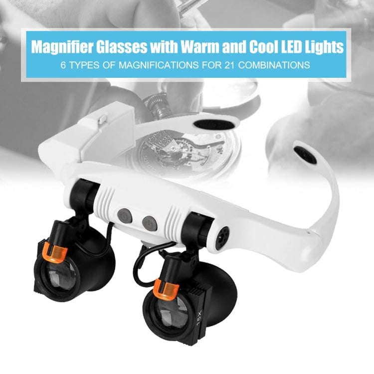 Headband Magnifying Glasses with Cold and Warm Light Source Interchangeable Combine 21 Different ...