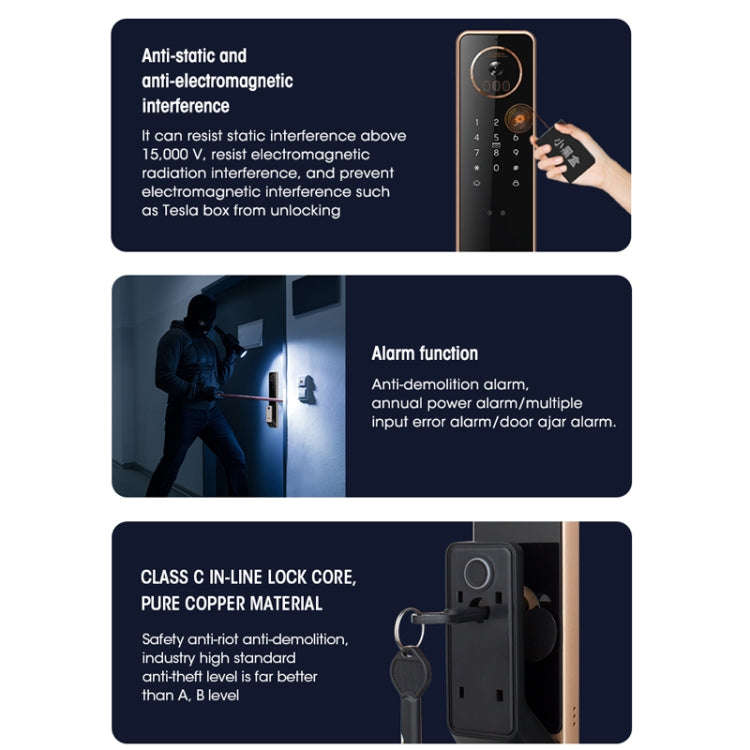 S61 Fully Automatic 3D Face Recognition Tuya Wifi Smart Fingerprint Lock Anti-theft Password Lock...